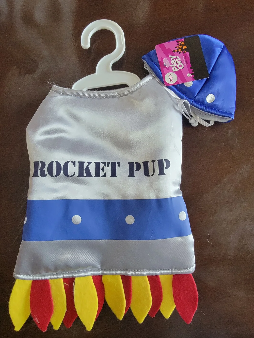 Silver & Blue Dog Costume with Flame Trim